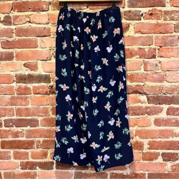 TRYB 100% Silk Floral Culottes Pants Cropped Size Small - Picture 1 of 6